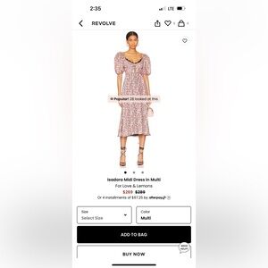 For Love and Lemons midi dress - purchased from Revolve